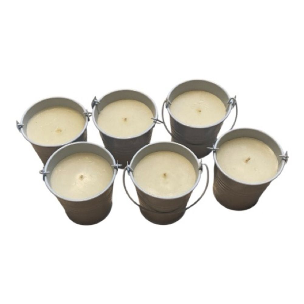 Set of Six Cream Bucket Candles